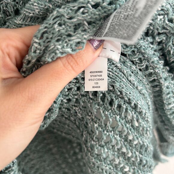 Chicos Open-Stitch Pullover Sweater Teal Sz 1 (M) - Picture 5 of 5